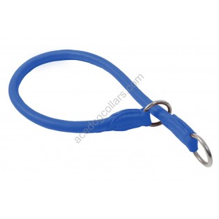 Ace Comfy Soft Best Rolled Italian Leather Slip/Check Dog Collar :: BLUE ::
